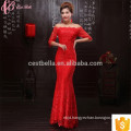 Red Lace Off-Shoulder Mermaid Chiffon Guangzhou Evening Dress